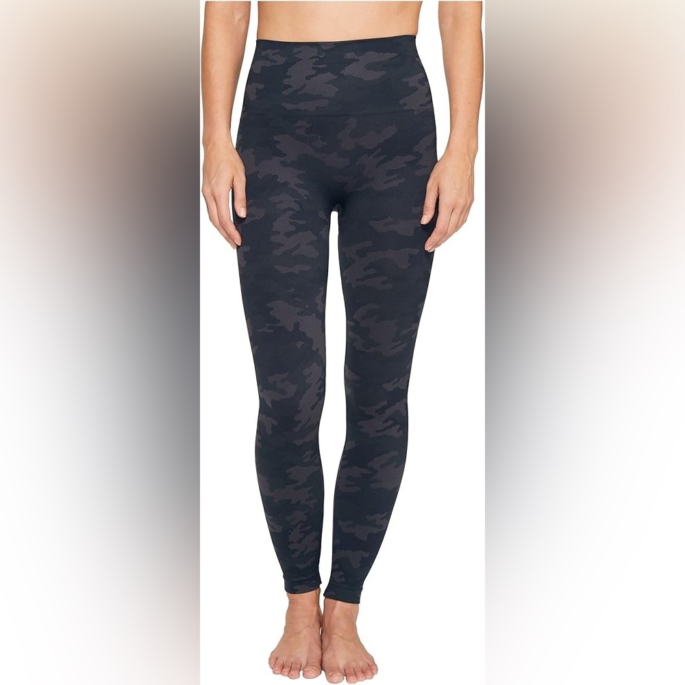 Spanx Look At Me Now LAMN Seamless Black Camo Leggings Large L